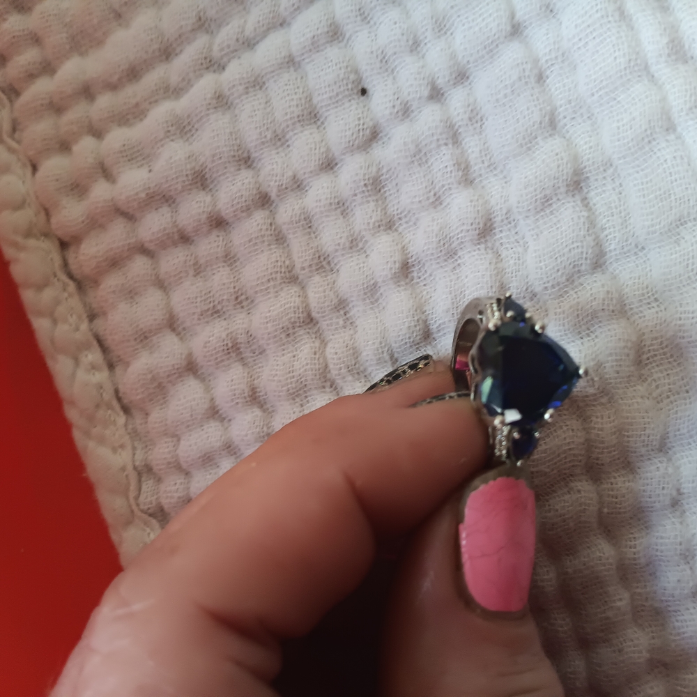 Elegant Blue Gemstone Silver Ring